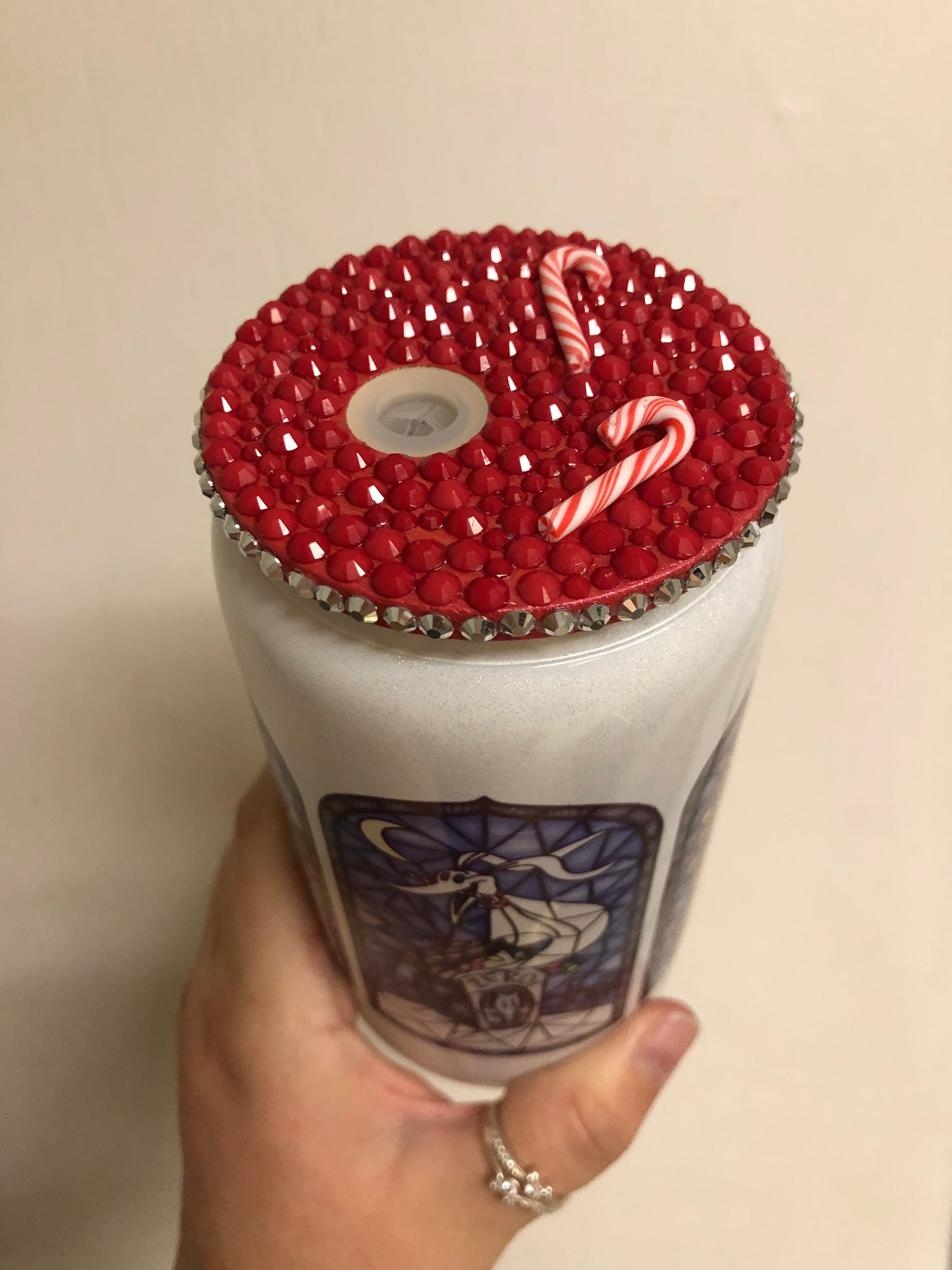 Nightmare Christmas 16oz Glittered Glass RTS