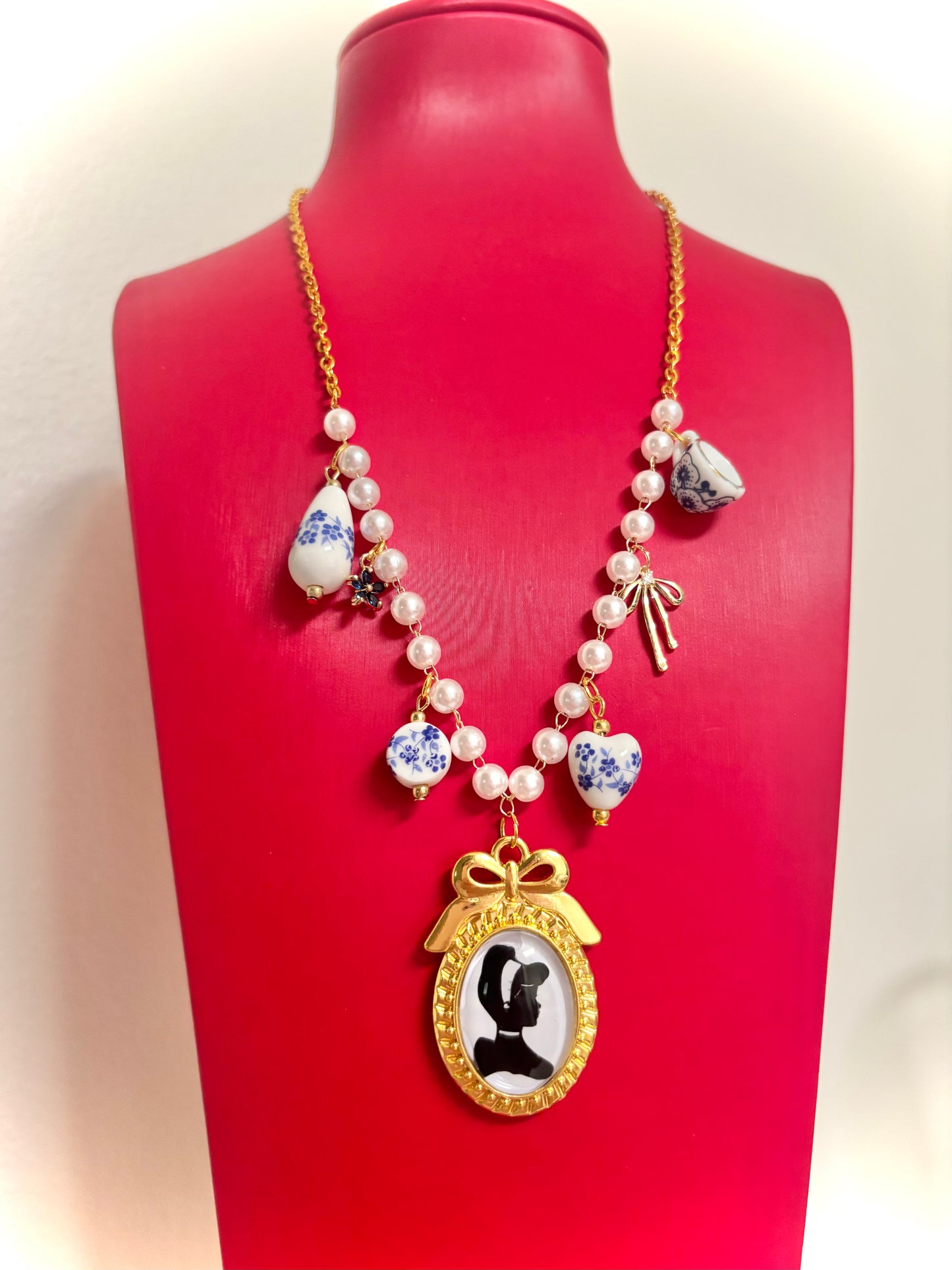 Cindy Charm And Pearl Necklace