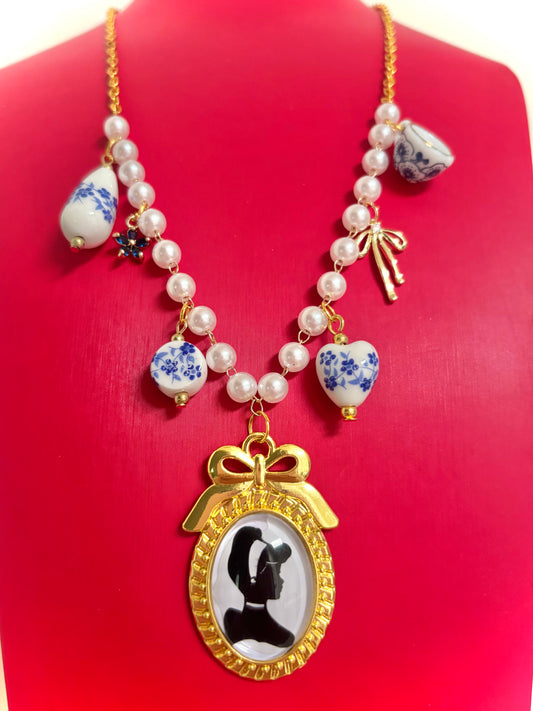 Cindy Charm And Pearl Necklace